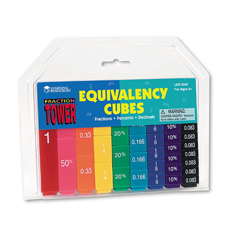 Farebné kocky – veža zlomkov, desatinných čísiel s percentami