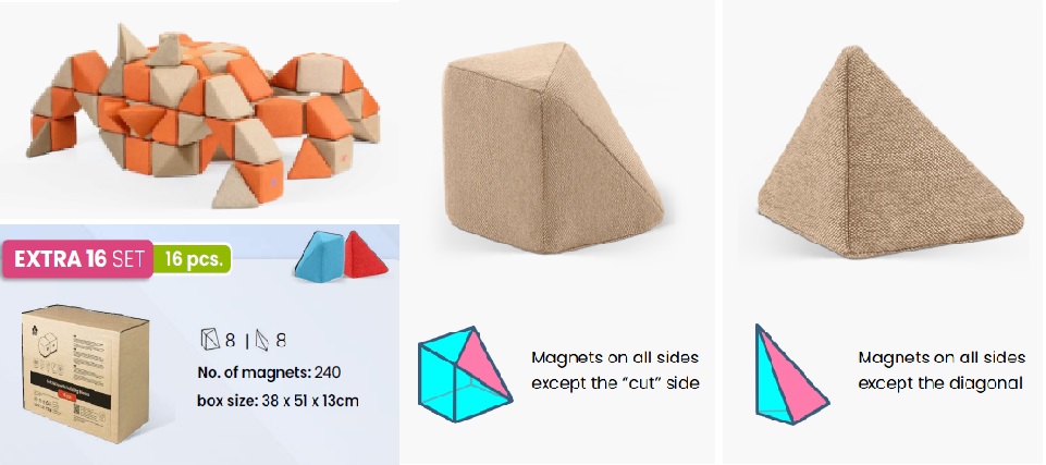 Magnetická stavebnica JollyHeap – extra bloky 16ks